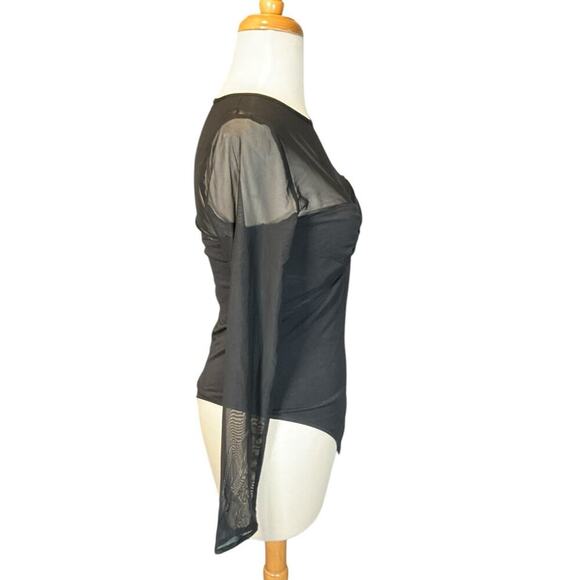 Abercrombie &Fitch Black Body Suit Mesh Long Sleeve High Neck Medium Night Out - Picture 3 of 11